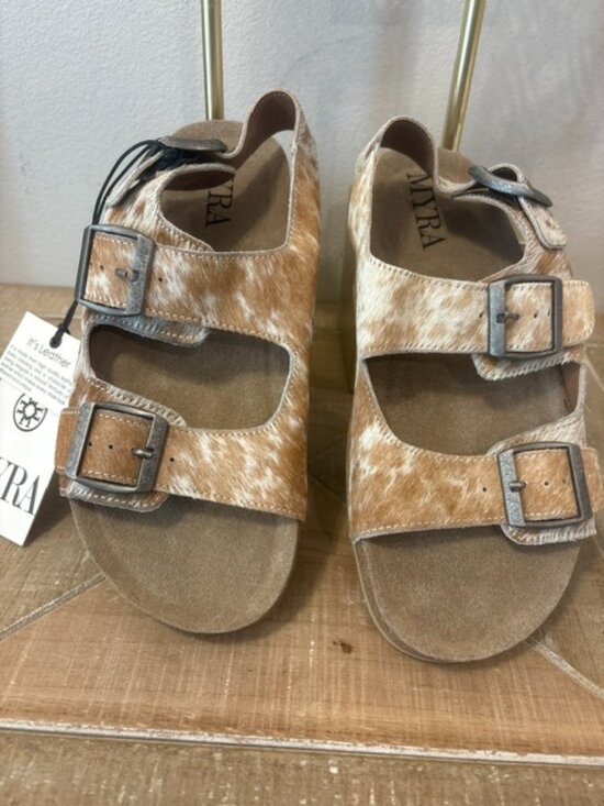 Myra Bag Shoes - NEW Myra Mountain Path Hair-On Leather Sandals Brown Women's Sizes: 8-11